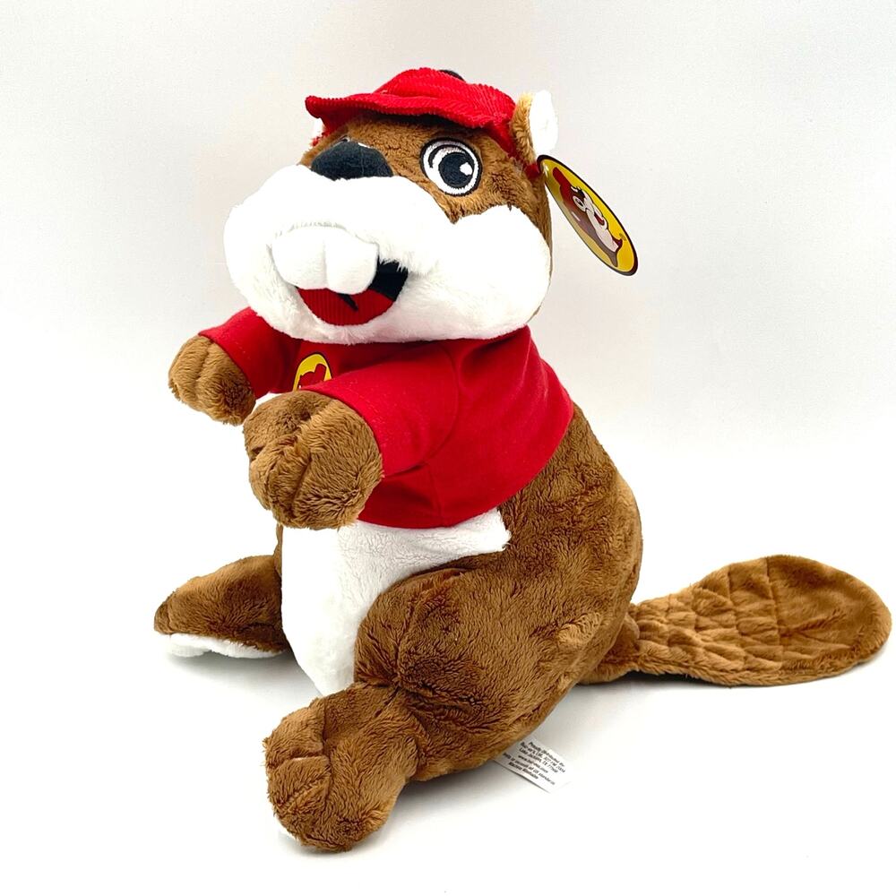 Buc ees Beaver Plush 10" Mascot Red Hat Shirt Promo Stuffed New
